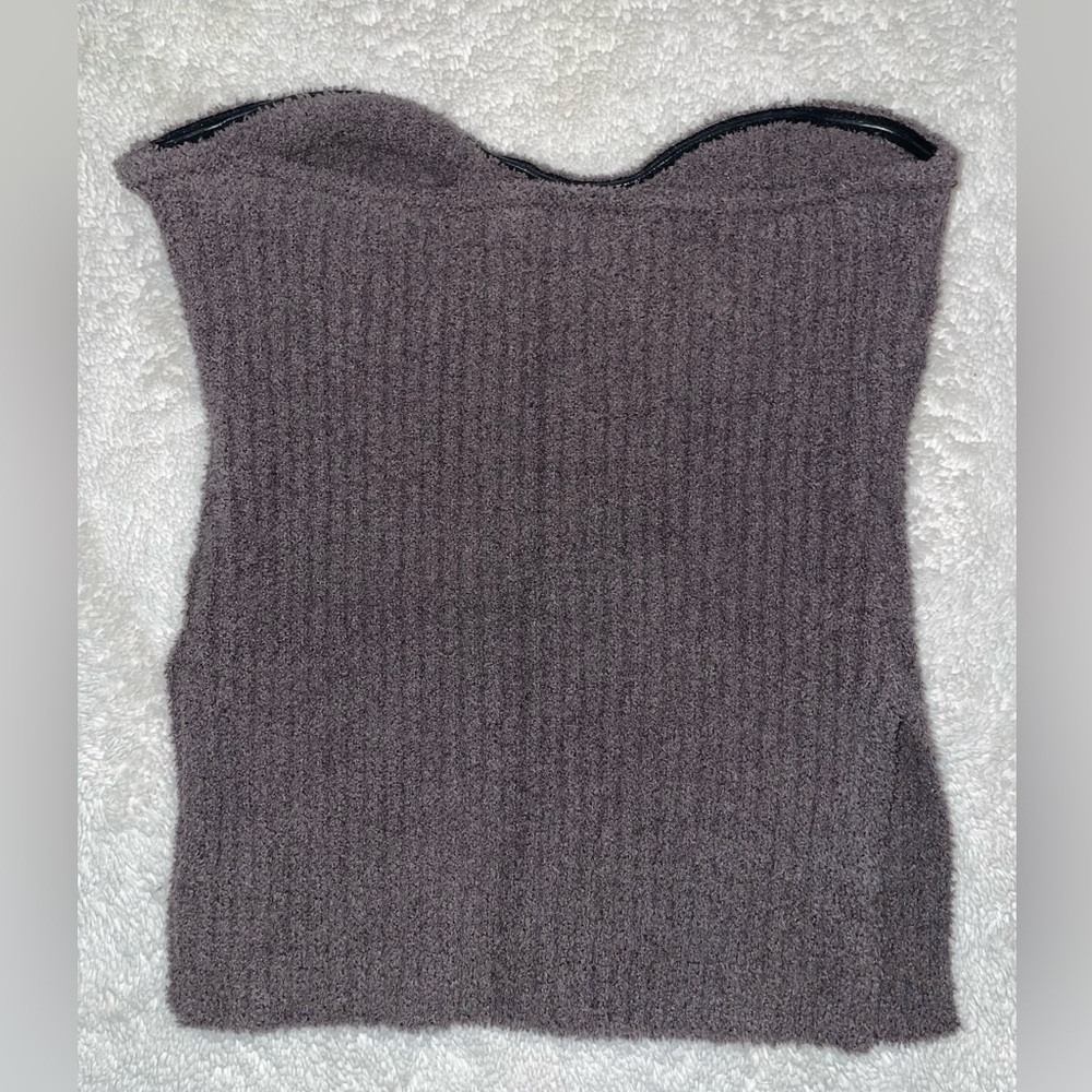 4th & Reckless‎ Fuzzy Gray Strapless Knit Top - Picture 5 of 7
